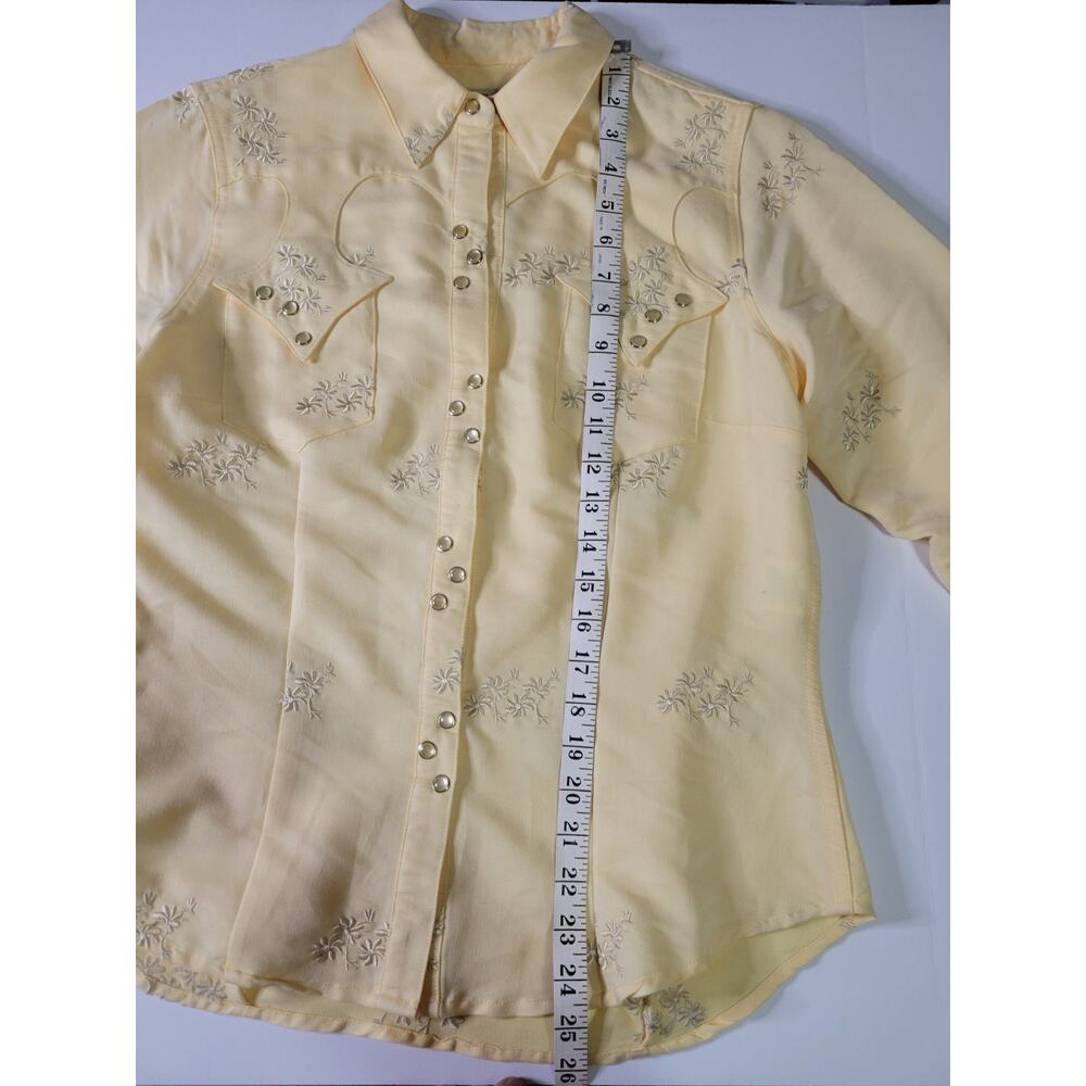 VTG Stetson Womens M Yellow Embroidered Western Pearl Snap Long Sleeve Shirt - Picture 6 of 9